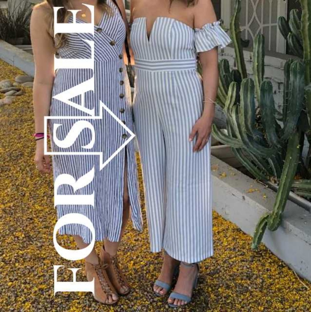 Privy Blue Striped Jumpsuit